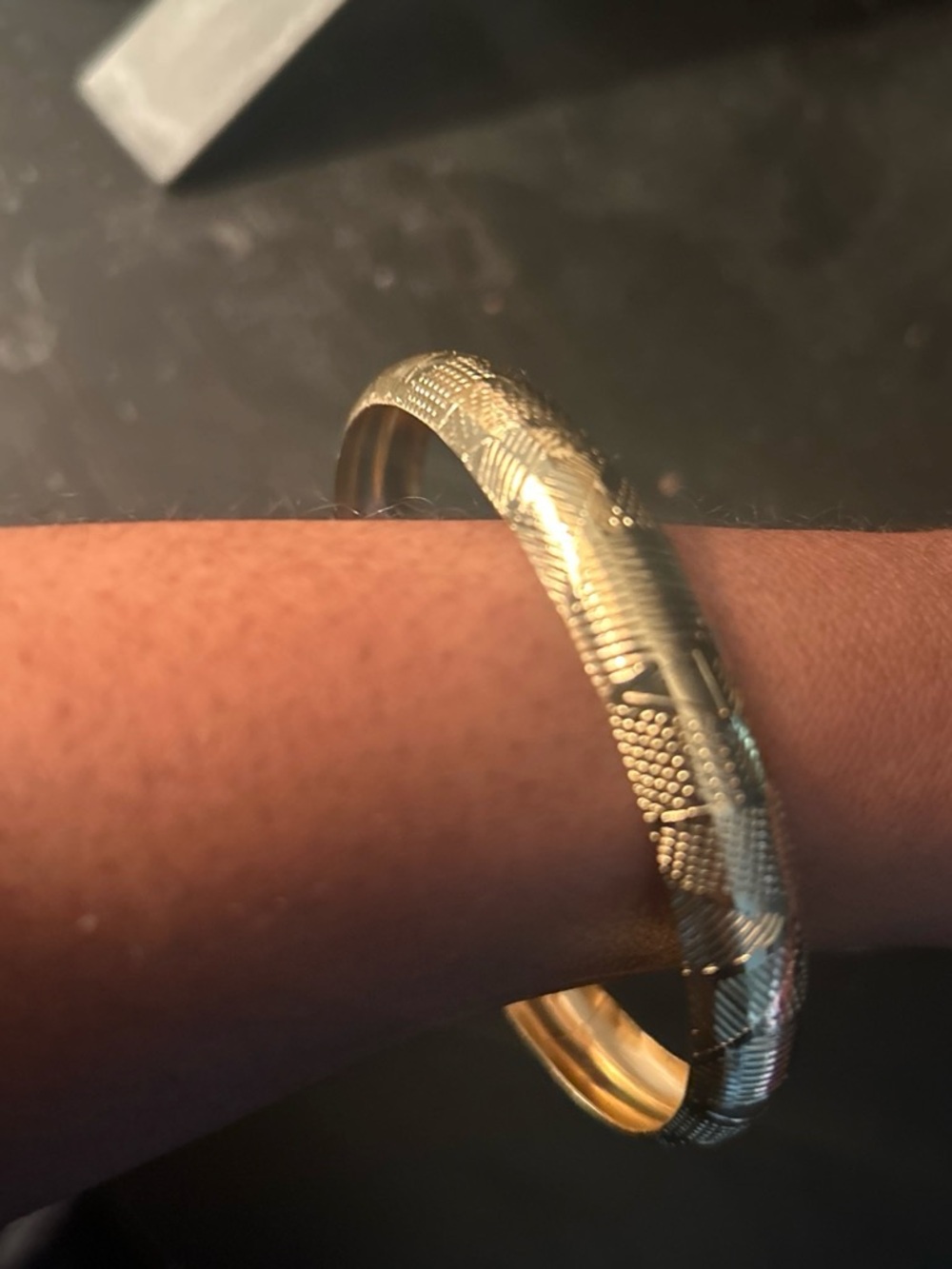 Gold Textured Bangle Bracelet